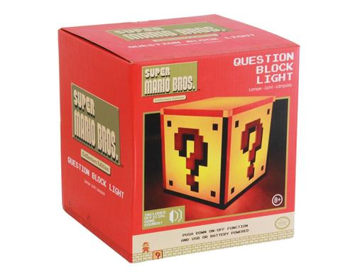 Super Mario Lampe Fragezeichen-Block 19 cm, Kabel oder Batterie