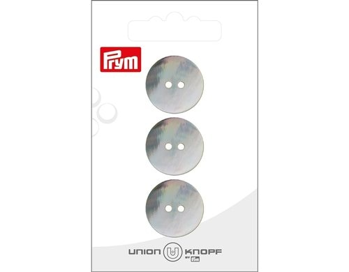 Bu Prym  Knopf Perlmuttknopf 2-Loch 20 mm, Karte 3 Stück, weiss