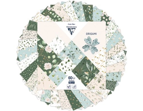 Clairefontaine Papier Origami Romantik 70g/m2, 60 Blatt, 15 x 15 cm, assortiert