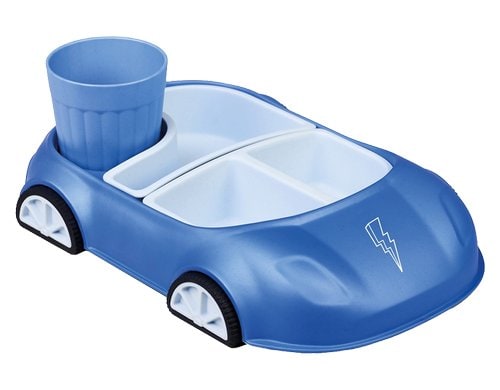 bioloco Kindergeschirr-car blue lightning Set, Teller, Schalen, Becher