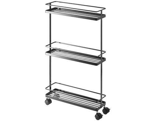 Yamazaki Servierwagen Tower schwarz 3 Fächer, 38x12x66cm