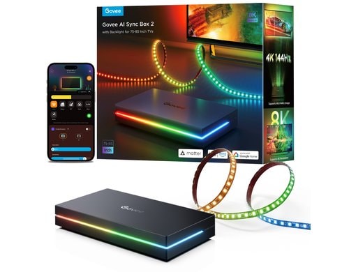 Govee HDMI AI Sync Box  Kit 75-85 inkl. LED Strip HDMI 2.1,8K 240 Hz 4K 120Hz