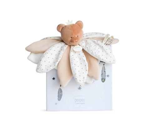 DouDou Geschenkset ATTRAPE-REVE pétales Schmusetuch Bär braun 26cm
