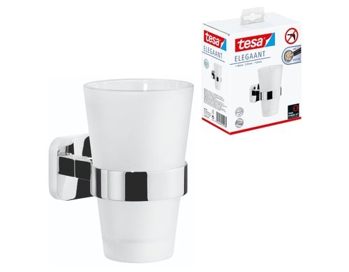 tesa Zahnputzbecher ELEGAANT Serie ohne Bohren, silber