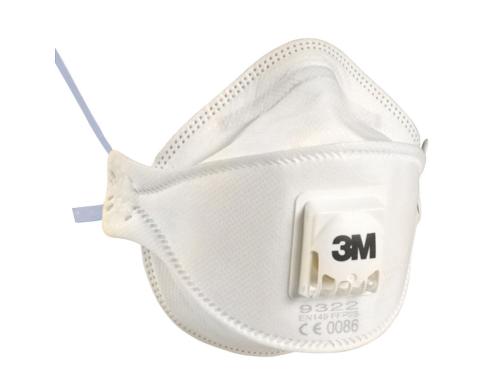 3M Atemschutzmaske 9322+, FFP2, 5 Stück Aura, für Hand- und Maschinenschleifen