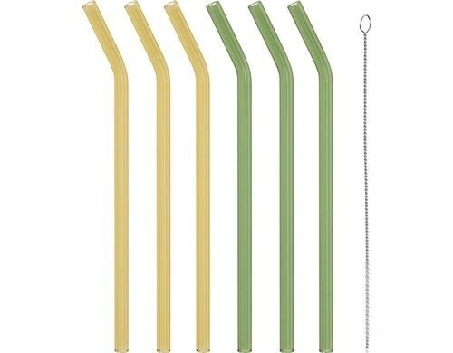 FURBER Glas-Strohhalme 6 Stück Glas, Mehrfarbig, mit Burste