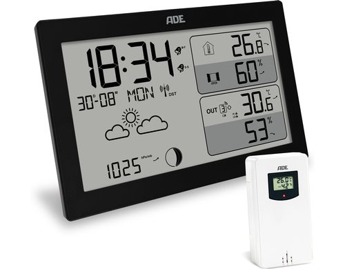 ADE Wetterstation mit Funk-Aussensensor WS2325, schwarz