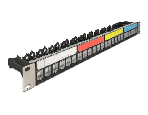Delock 19 Keystone Patchpanel 24 Port 1 HE Staub/Kabel/Beschriftungsfeld, schwarz