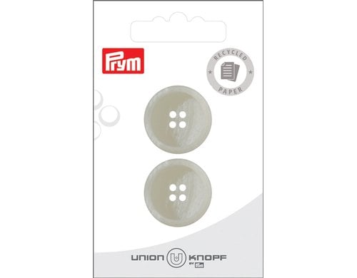Bu Prym  Knopf Papier Poly-Knopf, creme 4-Loch rec., 23 mm, Karte 2 Stück