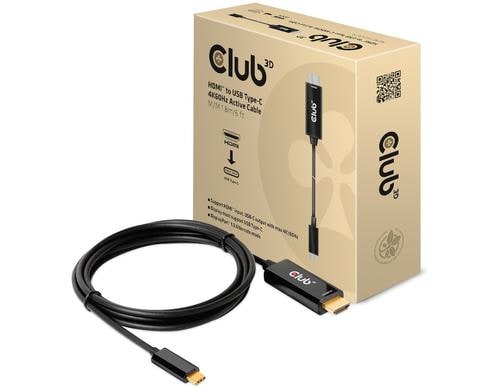 Club 3D, HDMI zu USB Typ-C 4K60Hz Kabel aktiv, 1.8 Meter