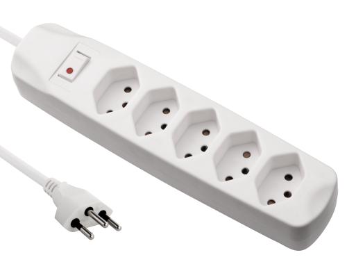 F.power Steckdosenleiste 5xT13 1.5m ws 230V, H05VV-F 3G1.00, MS, weiss (5/25)