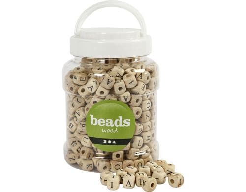 Creativ Company Buchstabenperlen holz, 9x9 mm, L-Grösse: 3 mm, 400 Stück
