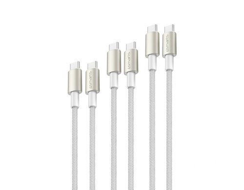 4smarts USB-C Kabel 3er Set 0.5m/1.5m/3m, weiss/silber