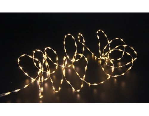 Dameco LED Outdoor Micro Draht silber 385cm LED ww, inkl. Timer 6/18h, IP55