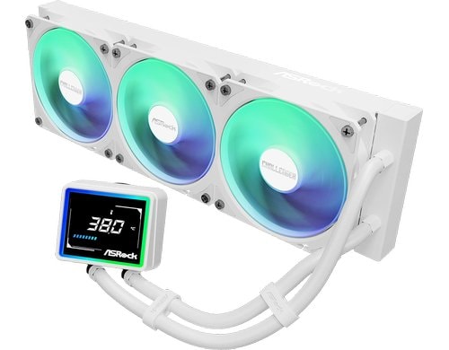 ASRock Challenger White 360 Digital Liquid CPU Cooler, 3.4 Disp., 3x120mm ARGB