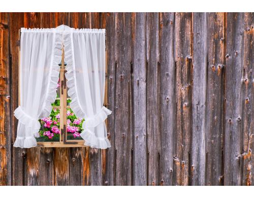 Casa Leon Fertigvorhang Volants Vitragen Tag, Weiss, 95 x 130 cm mit Rückhalter