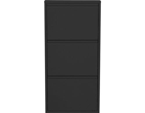 Kare Schuhschrank Caruso 3er, Schwarz 103 x 50 x 14 cm, Stahlblech, 6  P. Schuhe