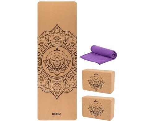 KOOR Yoga Set Matte & Block kork 1xMatte / 2xBlock / 1xTuch