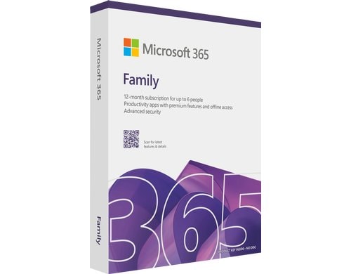 Microsoft 365 Family 6 User Box, Miete, Jahreslizenz, englisch
