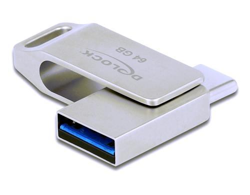 Delock USB3.2 USB-C+Typ-A Speicherstick 64GB, Metallgehäuse