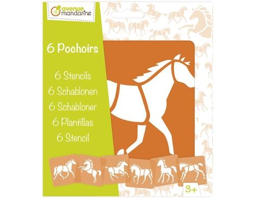 Avenue Mandarine Schablonen Set Pferde 15.2 x 17.5 cm, 6 Schablonen