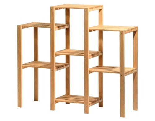 Dekoratives Blumenregal, 7-flächig, natur aus Holz