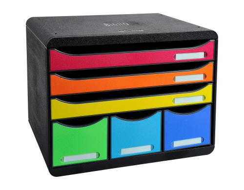 Biella Schubl.STORE-BOX MAXI ECO A4+ 6 Schubladen, schwarz/harlekin