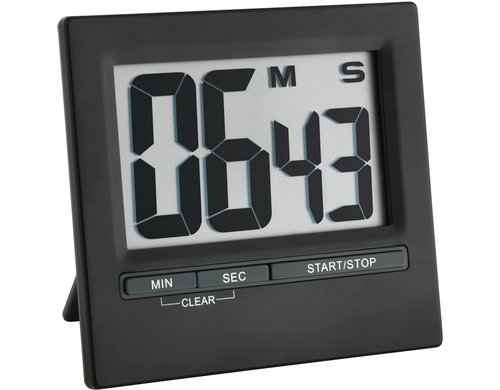 TFA Timer mit Stoppuhr Digital, schwarz Alu,Befestigungsmagnet,8.4x1.6x7.7cm(LxBxH)