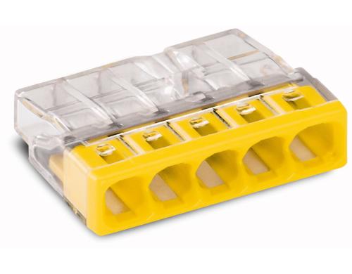 Wago Steckklemme Contact COMPACT 5-fach 5L 0.5-2.5mm2 24A, gelb, 100 Stück