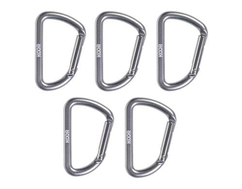 KOOR Karabiner 6kN dark silver 5 Stk. Aluminiumlegierung, 65x41mm