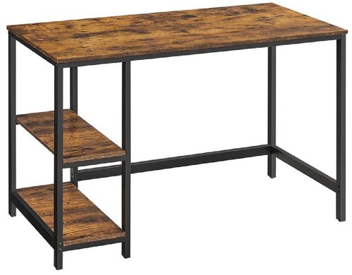 Songmics Bürotisch vintagebraun-schwarz mit Platte 120x60cm, 2 Ablagefächer