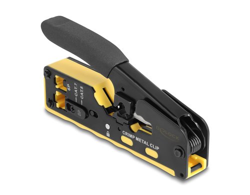 Delock Crimpzange 6P/8P RJ45 Modularstecker mit Klinge und Abisolierer (Easy-Connect)