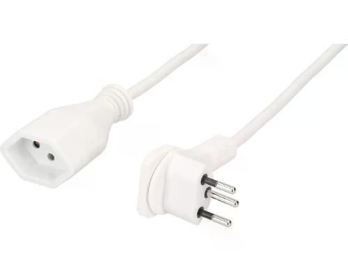 Max Hauri Verlängerungskabel T12/T13 TD 1m, weiss, Flachwinkelstecker