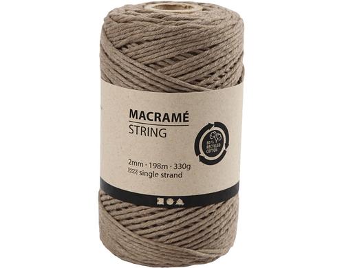 Creativ Company Makrameegarn string 2 mm 330 g, 198 m, Hellbraun