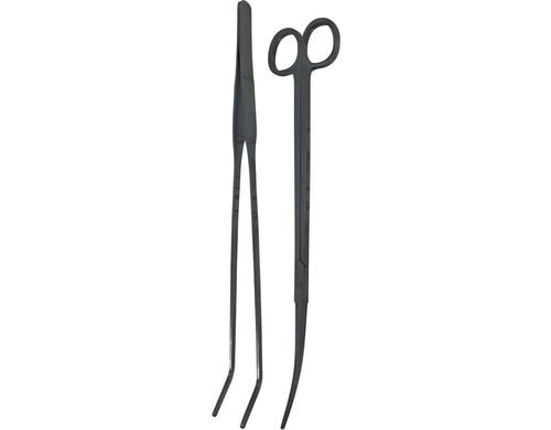 BioArt Pflanzwerkzeug-Set Pinzette & Schere, Schwarz
