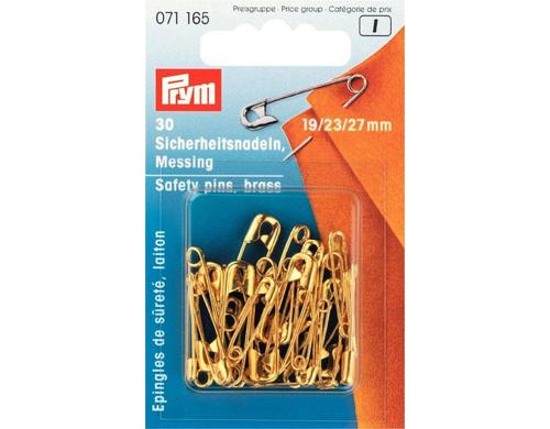Prym Sicherheitsnadeln Messing, gold 19/23/27 mm, Karte 30 Stk.