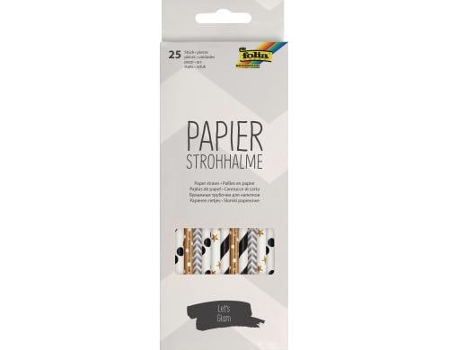 Folia Strohhalm aus Papier Let's Glam 25 Stück, 19,7cm, Ø6mm