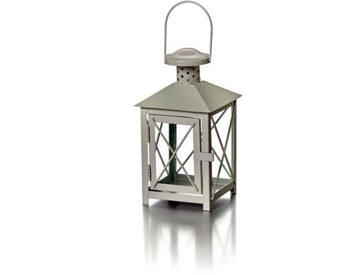 balthasar Laterne aus Metall, Weiss 13x24x13 cm (HxBxT), Glas