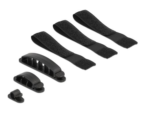 Delock Kabelhalter Komb Set, selbstkl. 6 Stück, diverse Kabelhalter/-bänder