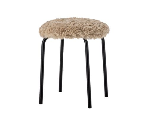 Bloomingville Hocker Linard, 43x43 cm (DxH) Braun, Polyester, Eisen, Holz