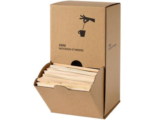 Biopak Holzrührstäbchen in Spenderbox 11 cm, 2000 Stück, Holz Birke, China
