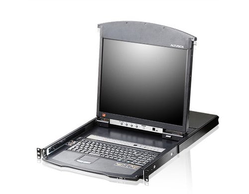 Aten 17 TFT IP-KVM Switch, 16 Port mit CH-Tastatur, VGA, USB, Kat-KVM