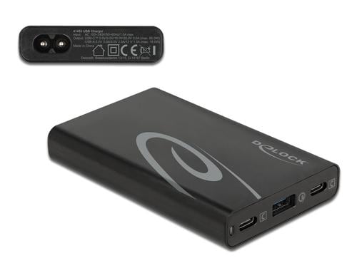 Delock Ladegerät 2x USB-C PD+ 1x USB-A 2 x USB-C Power Delivery, 1 x USB-A, 60W