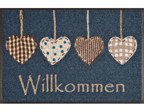 Wash+Dry Cottage Hearts Fussmatte 50x75 cm, Flor Polyamid, Anti-Rutsch