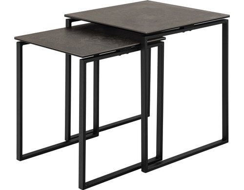 AC Design Couchtisch Katrine 2er Set Stahl/Keramik, Schwarz