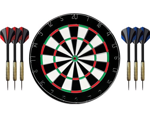 KOOR Dartscheiben-Set 18 Zoll Flock-Scheibe, mit Metallring und 6 Darts