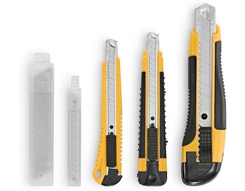 EASYmaxx Cuttermesser schwarz gelb Set 3 Messer & 23 Klingen