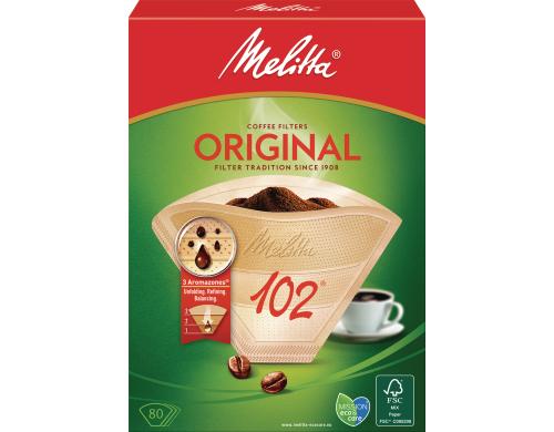 Melitta Filtertüte Original Gr.102 80 Stück, ungebleicht/naturbraun