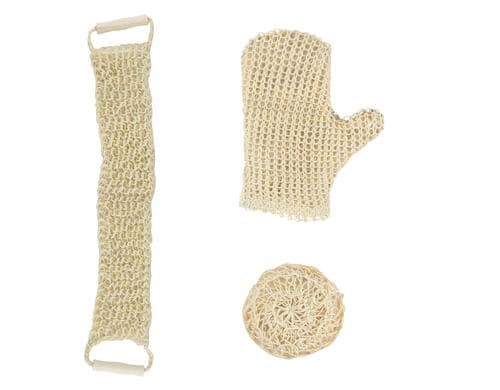 MSV Badeschwamm-Set aus Sisal Schwamm, Handschuh, Rückenschrupper