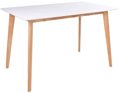 House Nordic Tisch Vojens, Weiss-Nature MDF, Gummiholz, 120x70x75 cm (LxTxH)